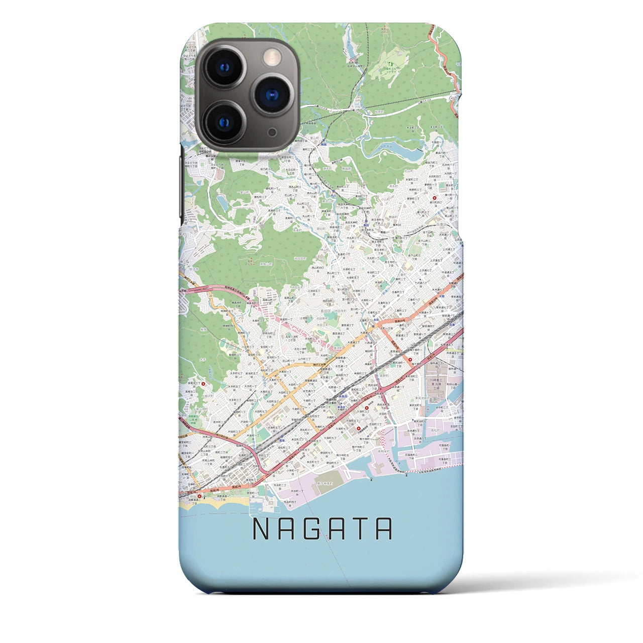 【長田】地図柄iPhoneケース（バックカバータイプ・ナチュラル）iPhone 11 Pro Max 用