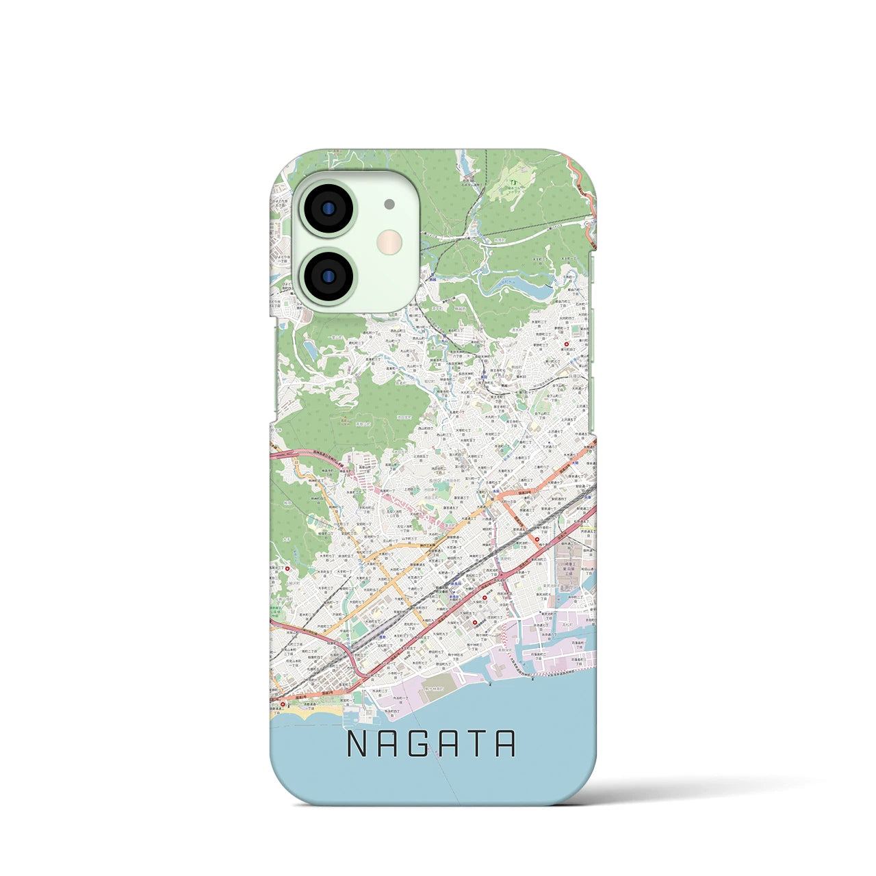 【長田】地図柄iPhoneケース（バックカバータイプ・ナチュラル）iPhone 12 mini 用