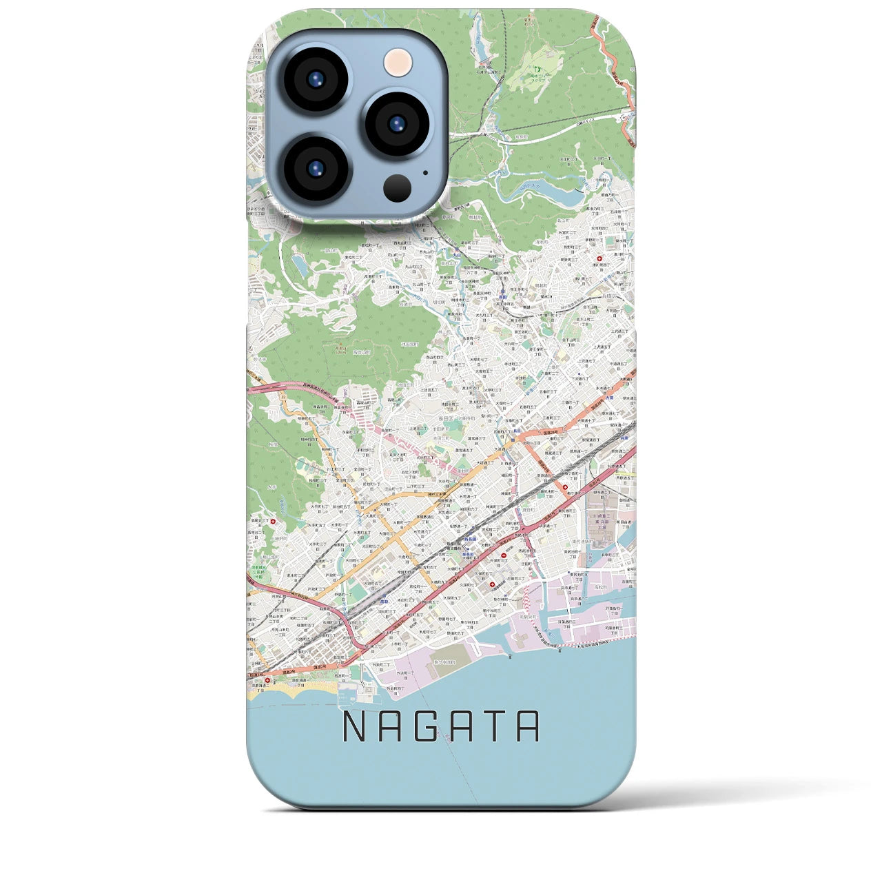 【長田】地図柄iPhoneケース（バックカバータイプ・ナチュラル）iPhone 13 Pro Max 用