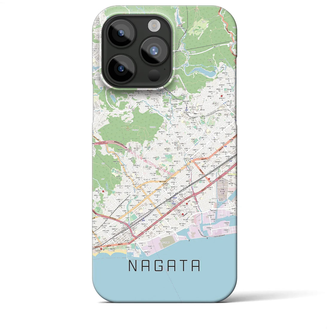 【長田】地図柄iPhoneケース（バックカバータイプ・ナチュラル）iPhone 15 Pro Max 用