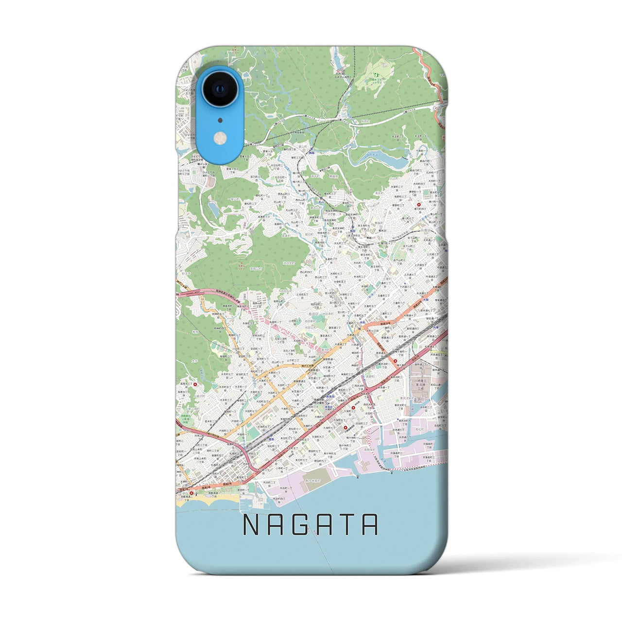 【長田】地図柄iPhoneケース（バックカバータイプ・ナチュラル）iPhone XR 用