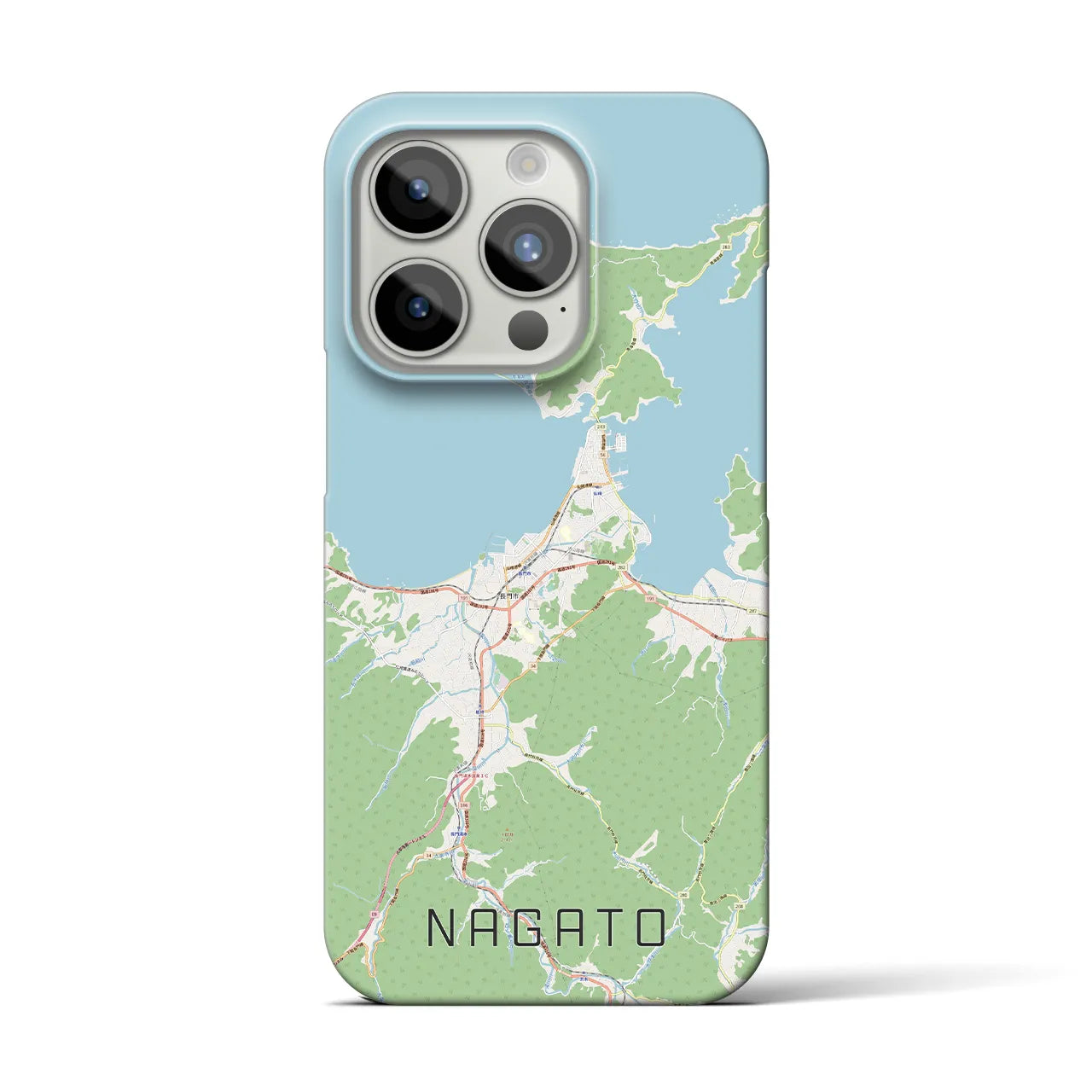 【長門】地図柄iPhoneケース（バックカバータイプ・ナチュラル）iPhone 15 Pro 用
