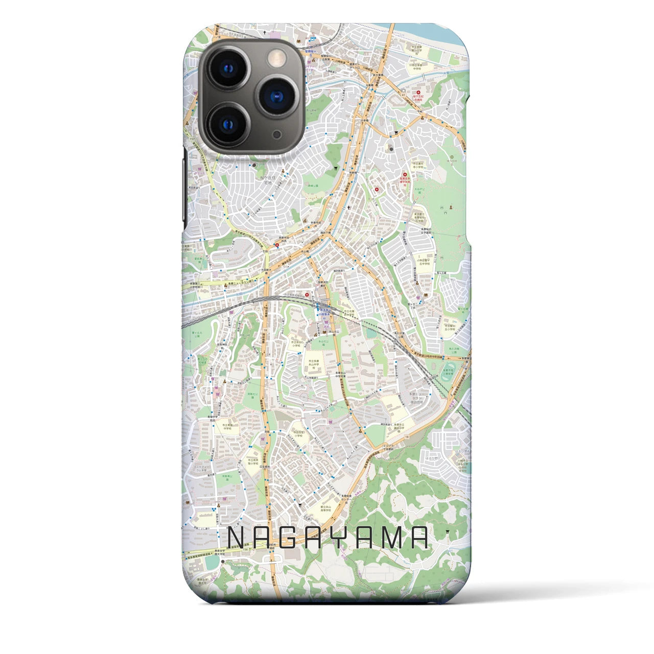 【永山】地図柄iPhoneケース（バックカバータイプ・ナチュラル）iPhone 11 Pro Max 用