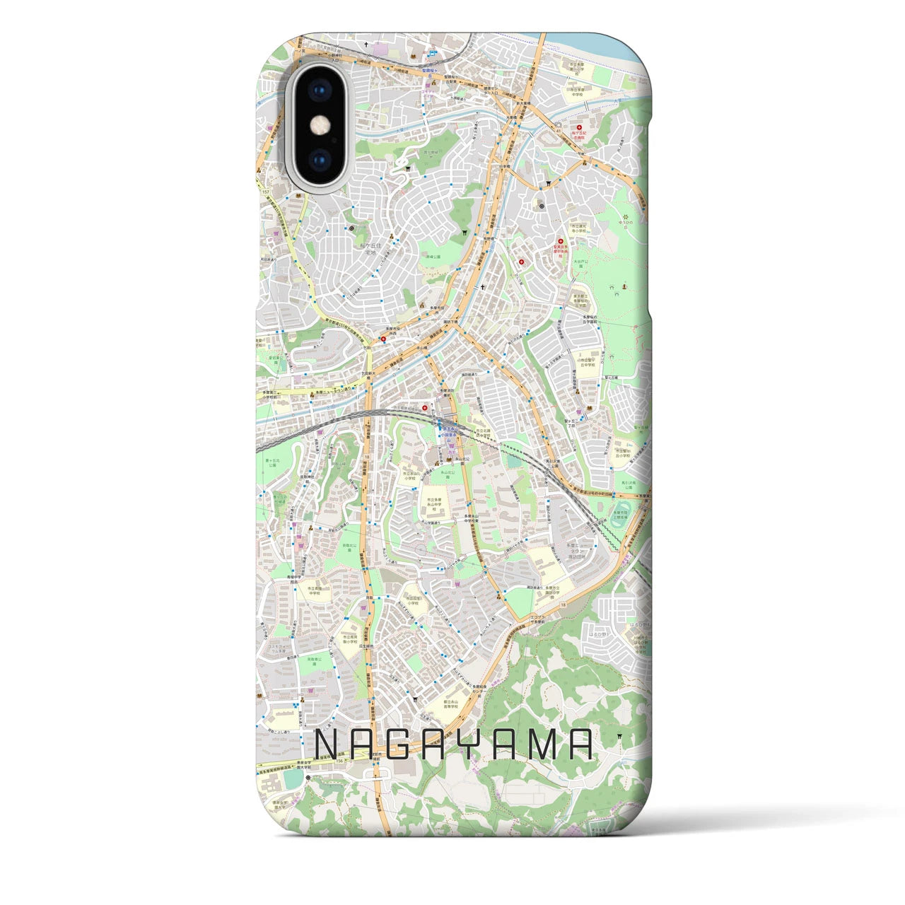 【永山】地図柄iPhoneケース（バックカバータイプ・ナチュラル）iPhone XS Max 用