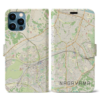 【永山（東京都）】地図柄iPhoneケース（手帳タイプ）ナチュラル・iPhone 12 / 12 Pro 用