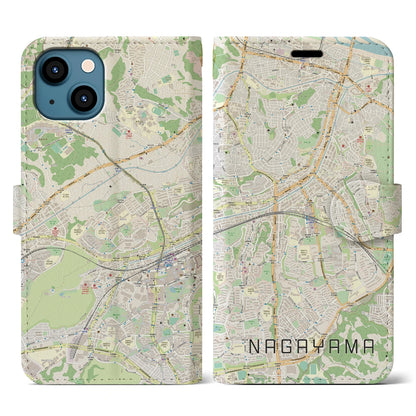 【永山（東京都）】地図柄iPhoneケース（手帳タイプ）ナチュラル・iPhone 13 用