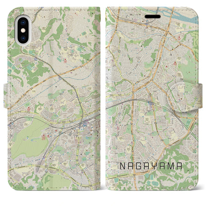 【永山（東京都）】地図柄iPhoneケース（手帳タイプ）ナチュラル・iPhone XS Max 用