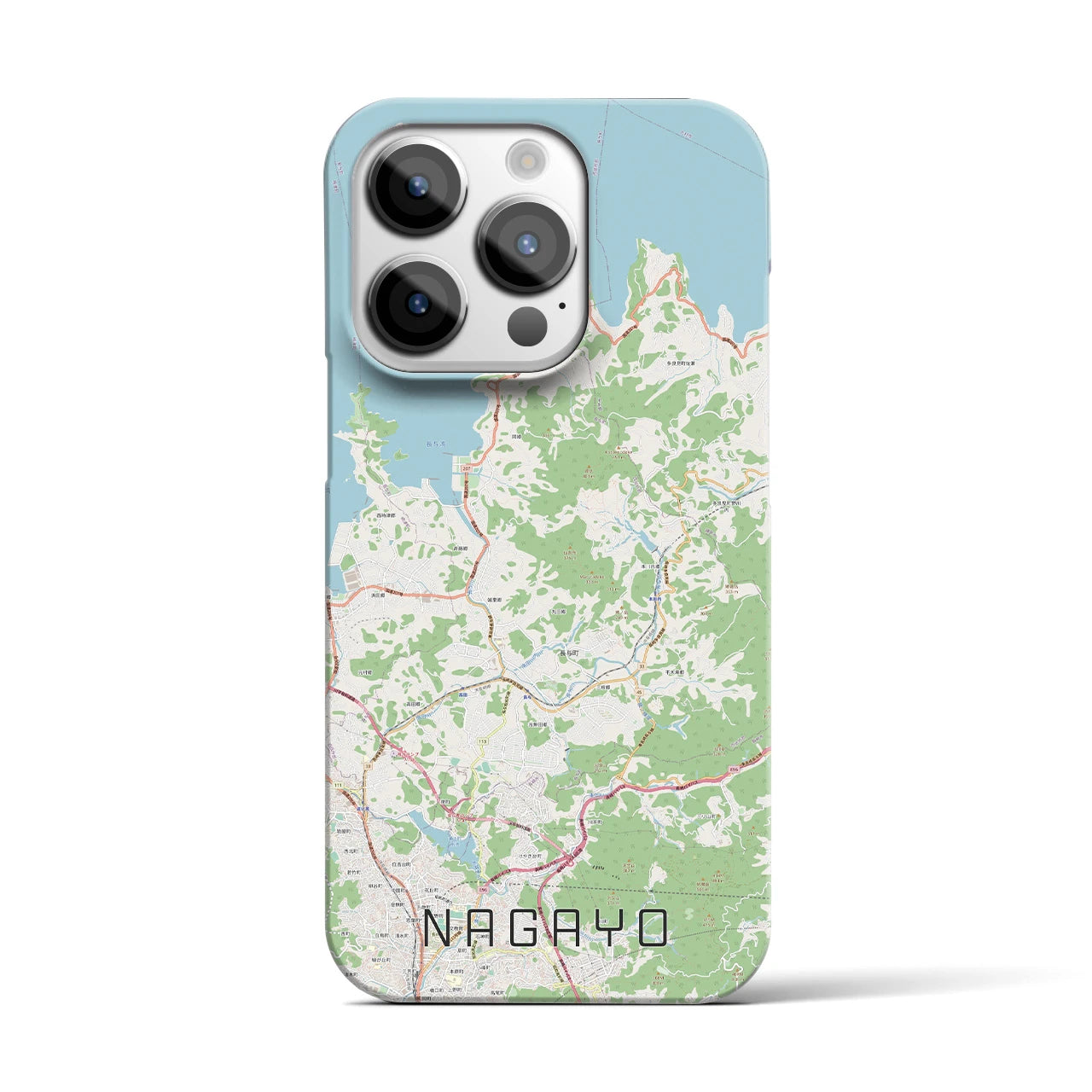 【長与】地図柄iPhoneケース（バックカバータイプ・ナチュラル）iPhone 14 Pro 用