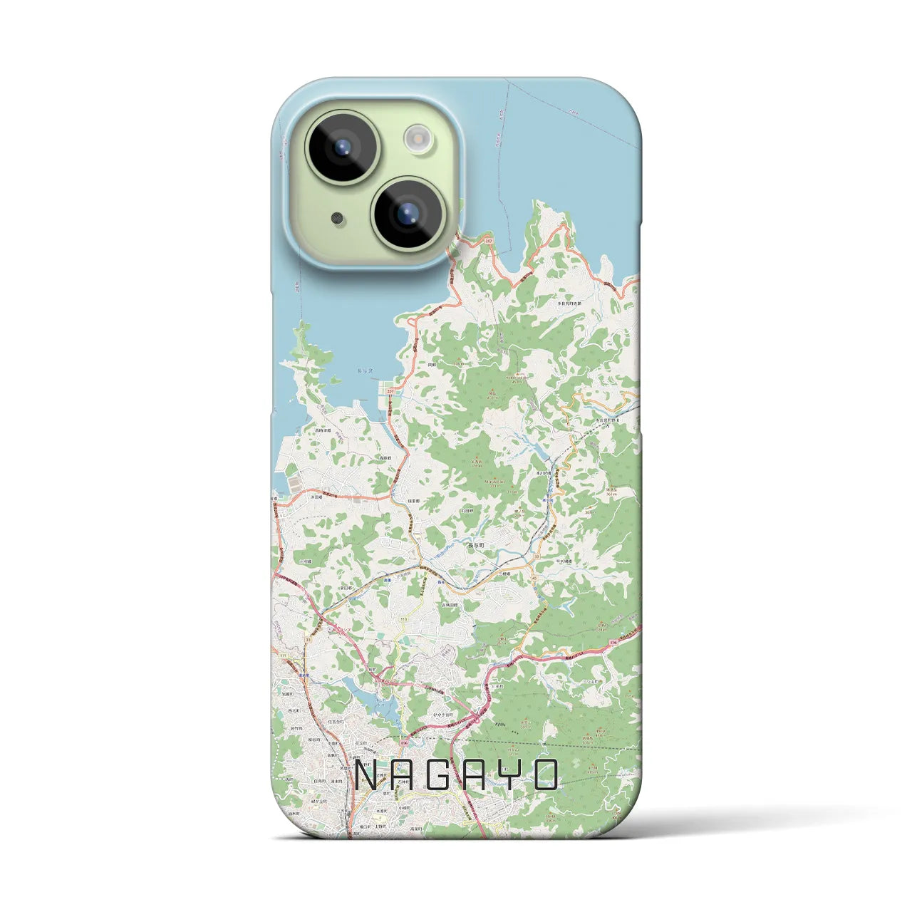 【長与】地図柄iPhoneケース（バックカバータイプ・ナチュラル）iPhone 15 用