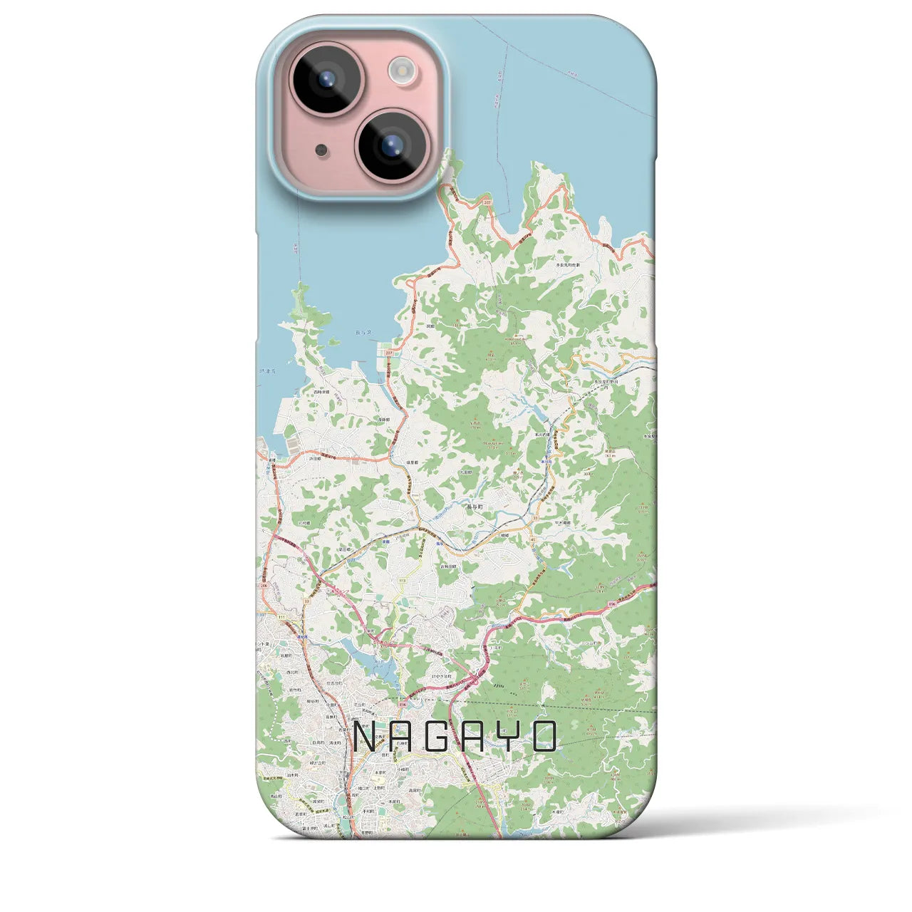 【長与】地図柄iPhoneケース（バックカバータイプ・ナチュラル）iPhone 15 Plus 用