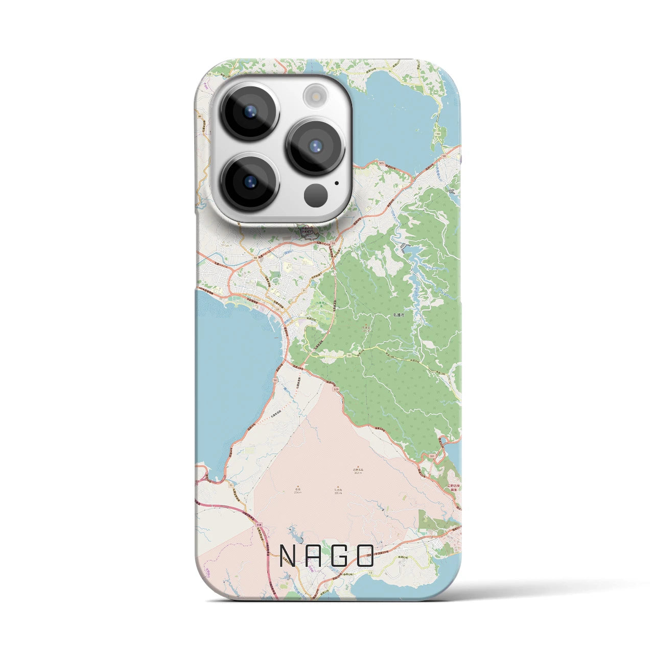【名護】地図柄iPhoneケース（バックカバータイプ・ナチュラル）iPhone 14 Pro 用