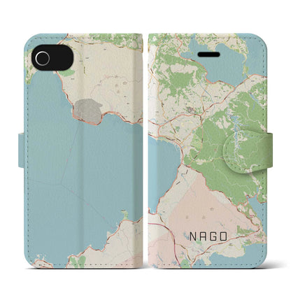 【名護（沖縄県）】地図柄iPhoneケース（手帳タイプ）ナチュラル・iPhone SE（第3 / 第2世代） / 8 / 7 / 6s / 6 用