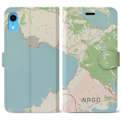 【名護（沖縄県）】地図柄iPhoneケース（手帳タイプ）ナチュラル・iPhone XR 用