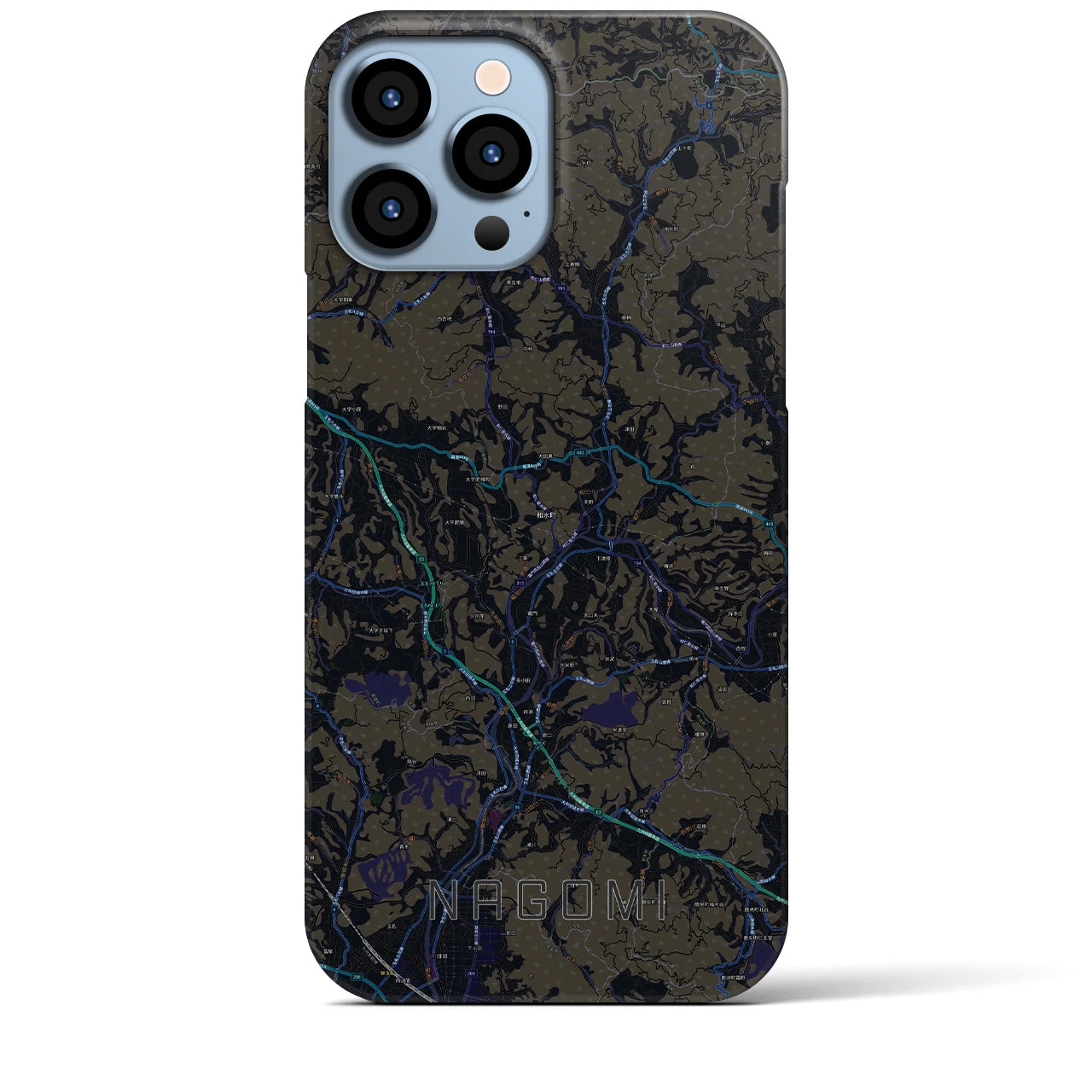 【和水】地図柄iPhoneケース（バックカバータイプ・ブラック）iPhone 13 Pro Max 用