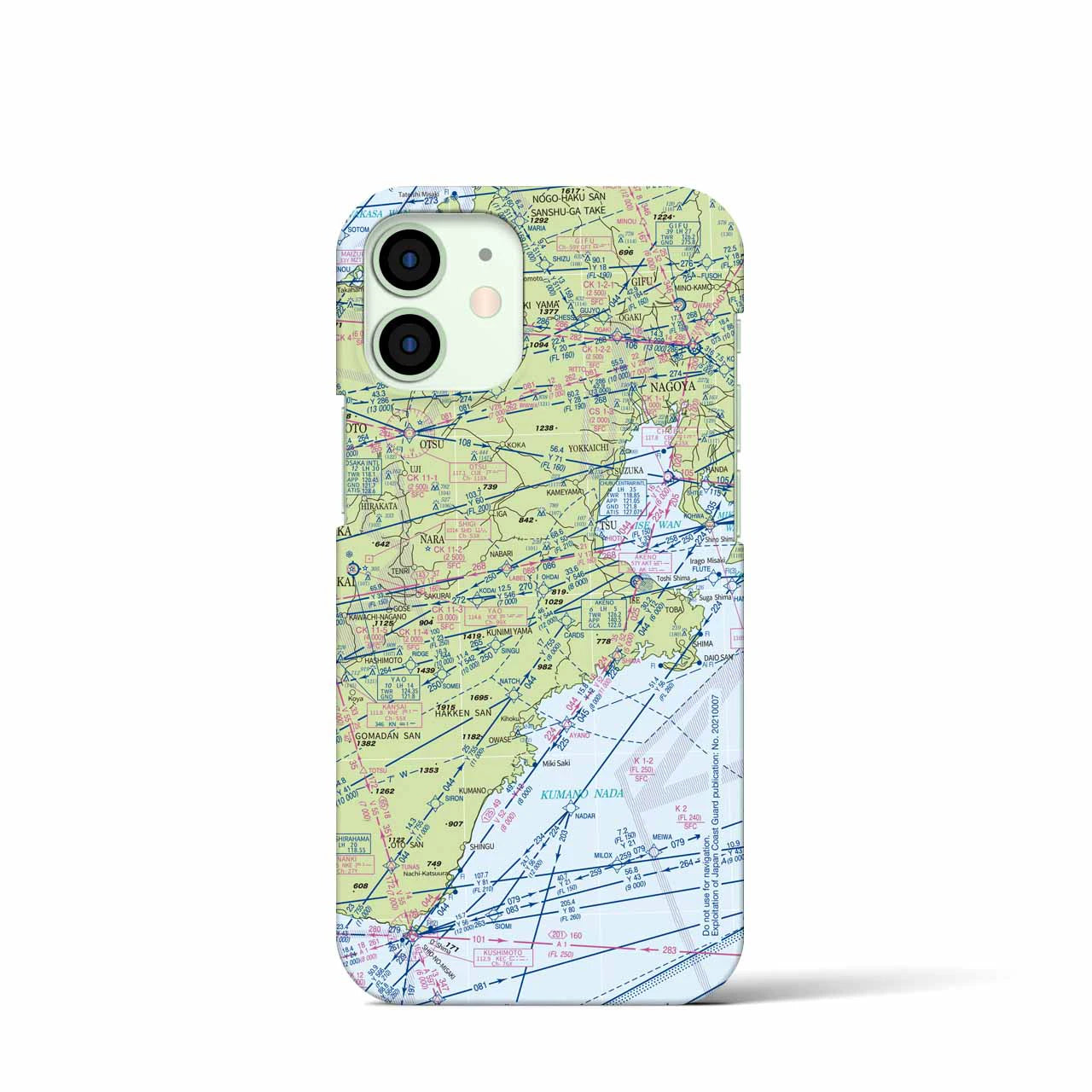 【名古屋航空図】地図柄iPhoneケース（バックカバータイプ・デイタイムフライト）iPhone 12 mini 用