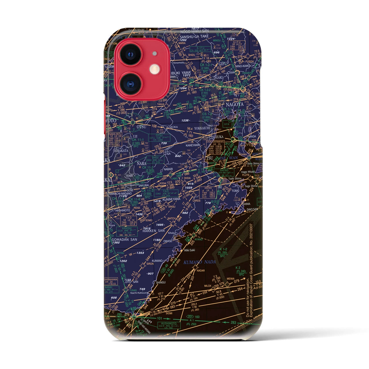 【名古屋航空図】地図柄iPhoneケース（バックカバータイプ・ナイトフライト）iPhone 11 用