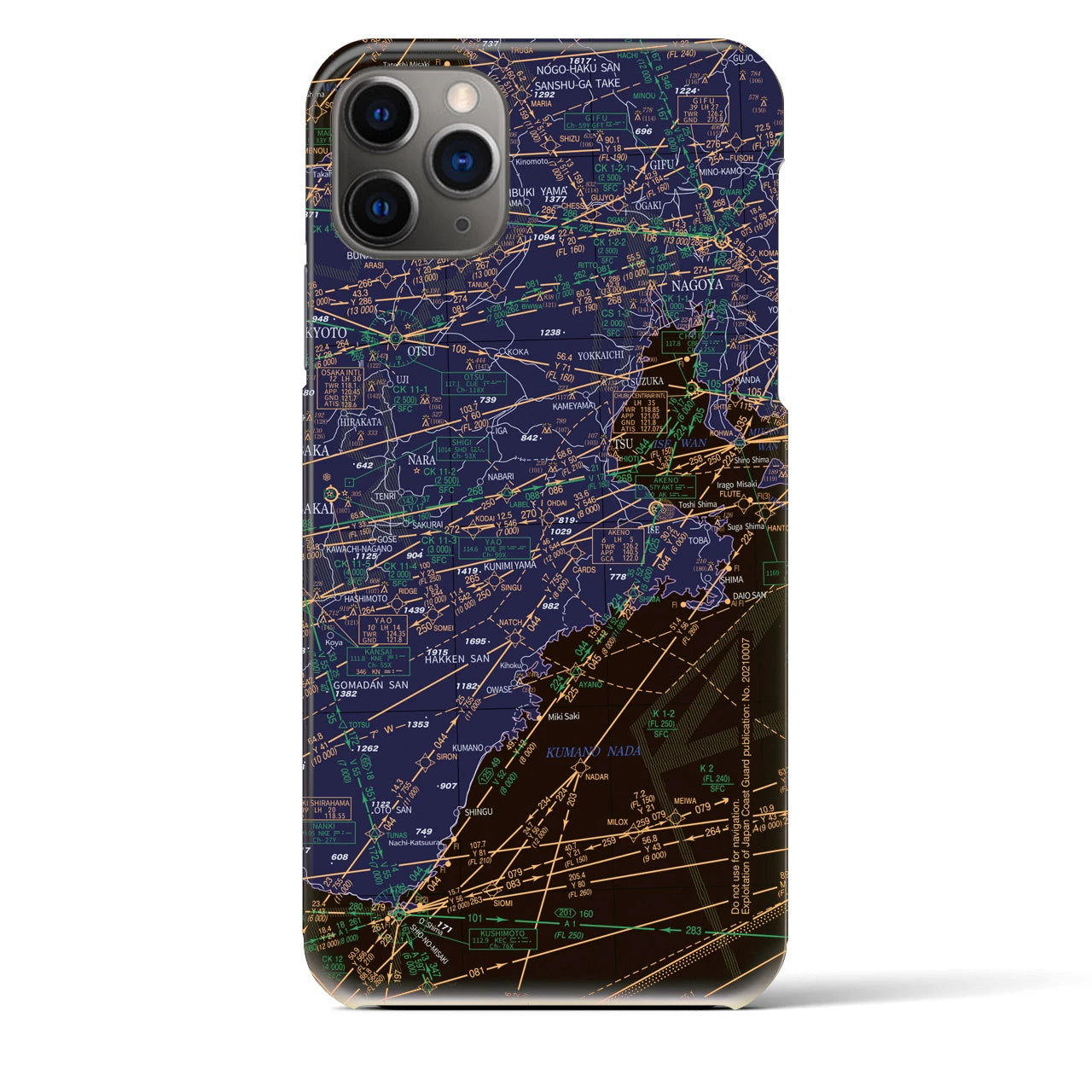 【名古屋航空図】地図柄iPhoneケース（バックカバータイプ・ナイトフライト）iPhone 11 Pro Max 用