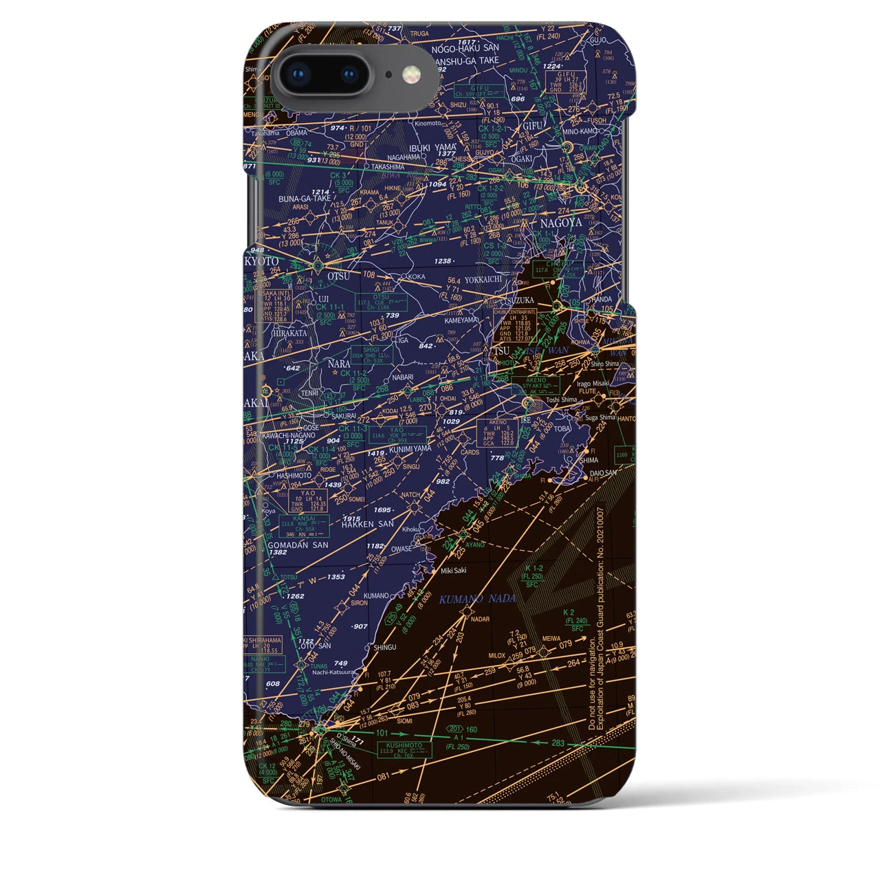 【名古屋航空図】地図柄iPhoneケース（バックカバータイプ・ナイトフライト）iPhone 8Plus /7Plus / 6sPlus / 6Plus 用