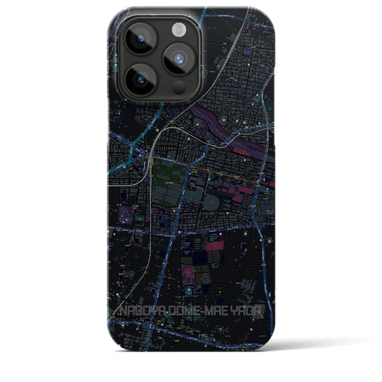 【ナゴヤドーム前矢田】地図柄iPhoneケース（バックカバータイプ・ブラック）iPhone 15 Pro Max 用