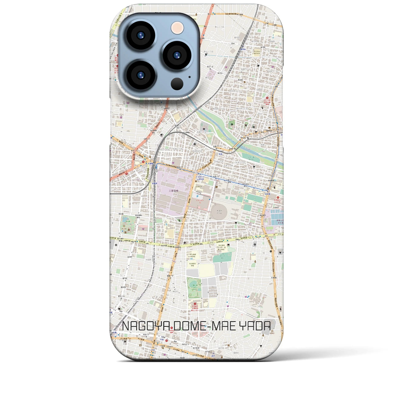 【ナゴヤドーム前矢田】地図柄iPhoneケース（バックカバータイプ・ナチュラル）iPhone 13 Pro Max 用