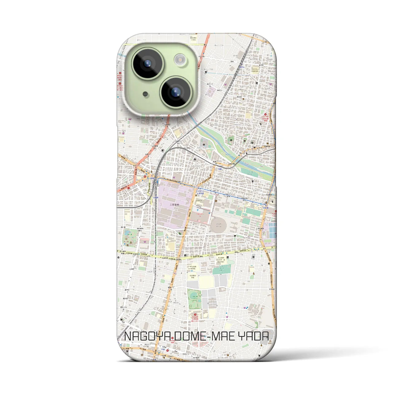 【ナゴヤドーム前矢田】地図柄iPhoneケース（バックカバータイプ・ナチュラル）iPhone 15 用