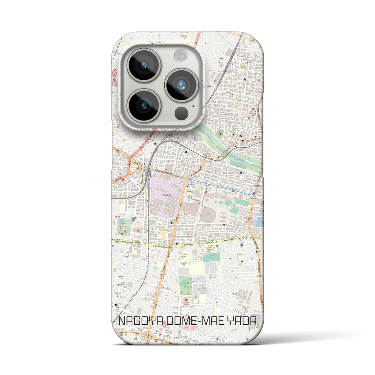 【ナゴヤドーム前矢田】地図柄iPhoneケース（バックカバータイプ・ナチュラル）iPhone 15 Pro 用