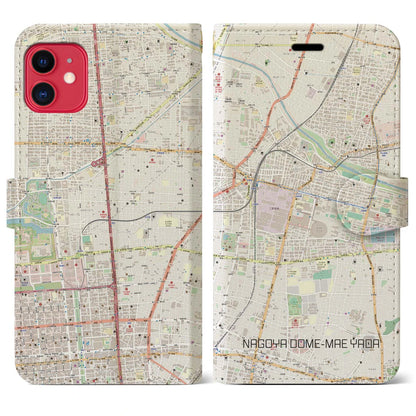【ナゴヤドーム前矢田（愛知県）】地図柄iPhoneケース（手帳タイプ）ナチュラル・iPhone 11 用