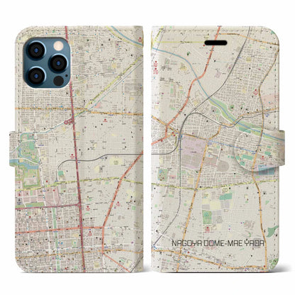 【ナゴヤドーム前矢田（愛知県）】地図柄iPhoneケース（手帳タイプ）ナチュラル・iPhone 12 / 12 Pro 用