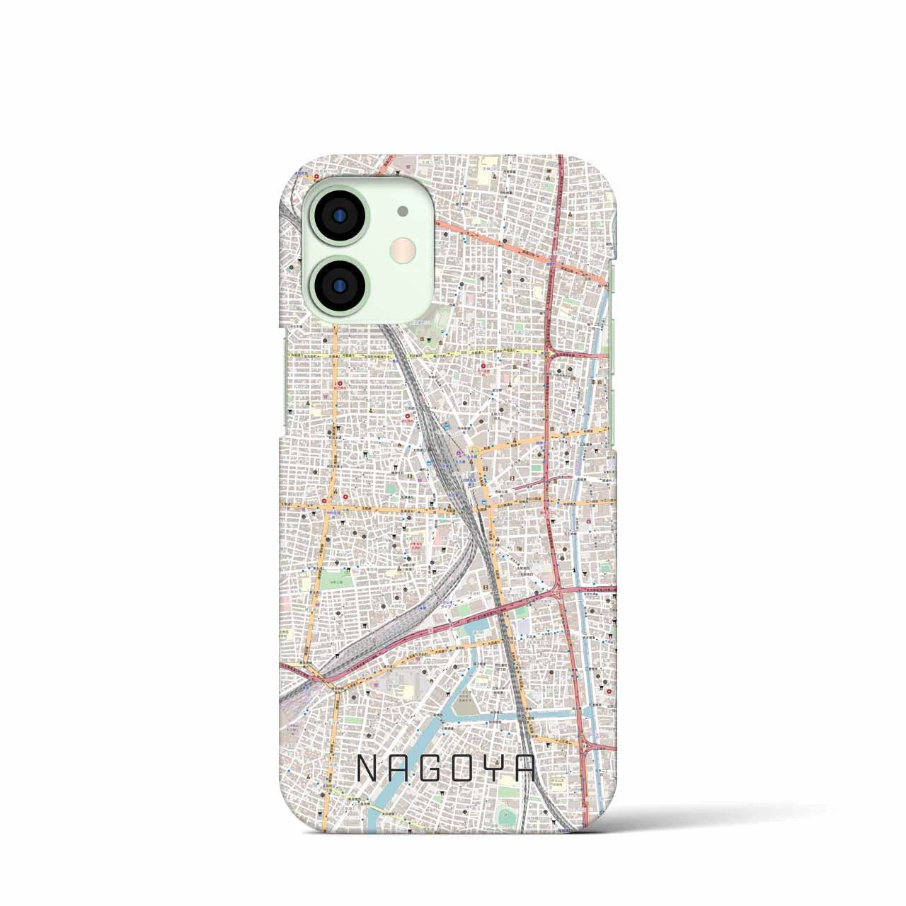 【名古屋2】地図柄iPhoneケース（バックカバータイプ・ナチュラル）iPhone 12 mini 用