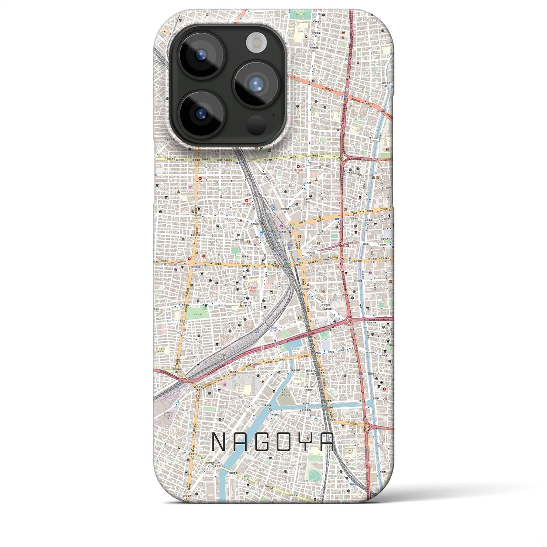 【名古屋2】地図柄iPhoneケース（バックカバータイプ・ナチュラル）iPhone 15 Pro Max 用