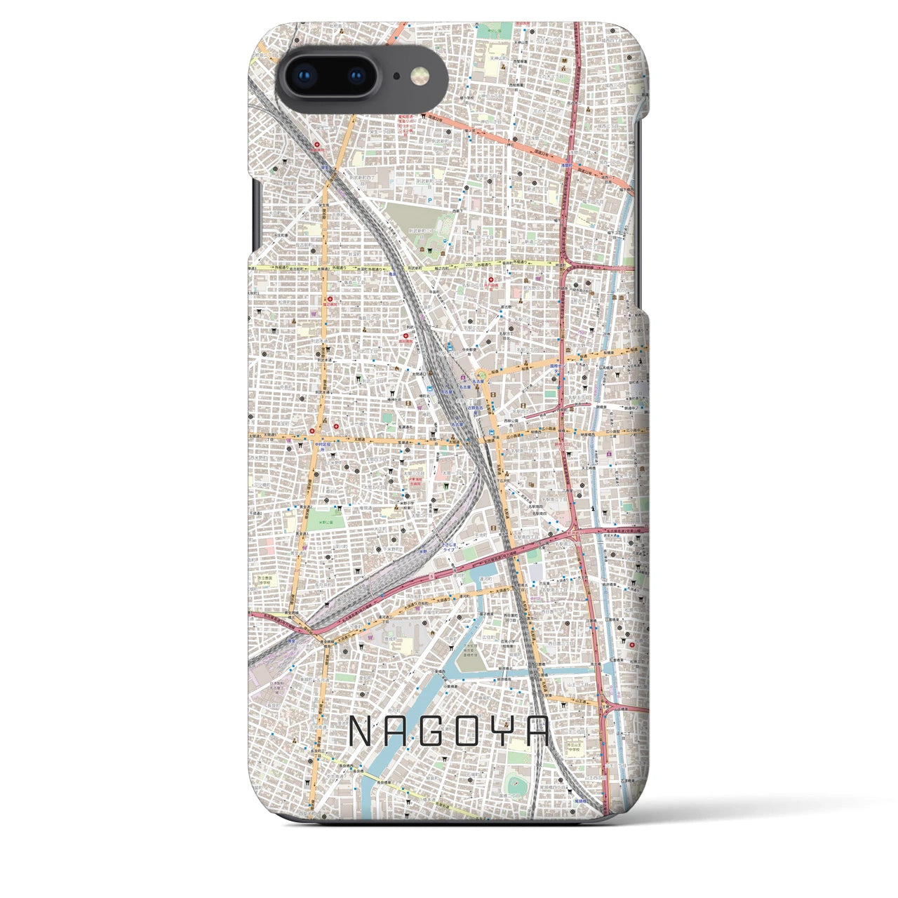 【名古屋2】地図柄iPhoneケース（バックカバータイプ・ナチュラル）iPhone 8Plus /7Plus / 6sPlus / 6Plus 用