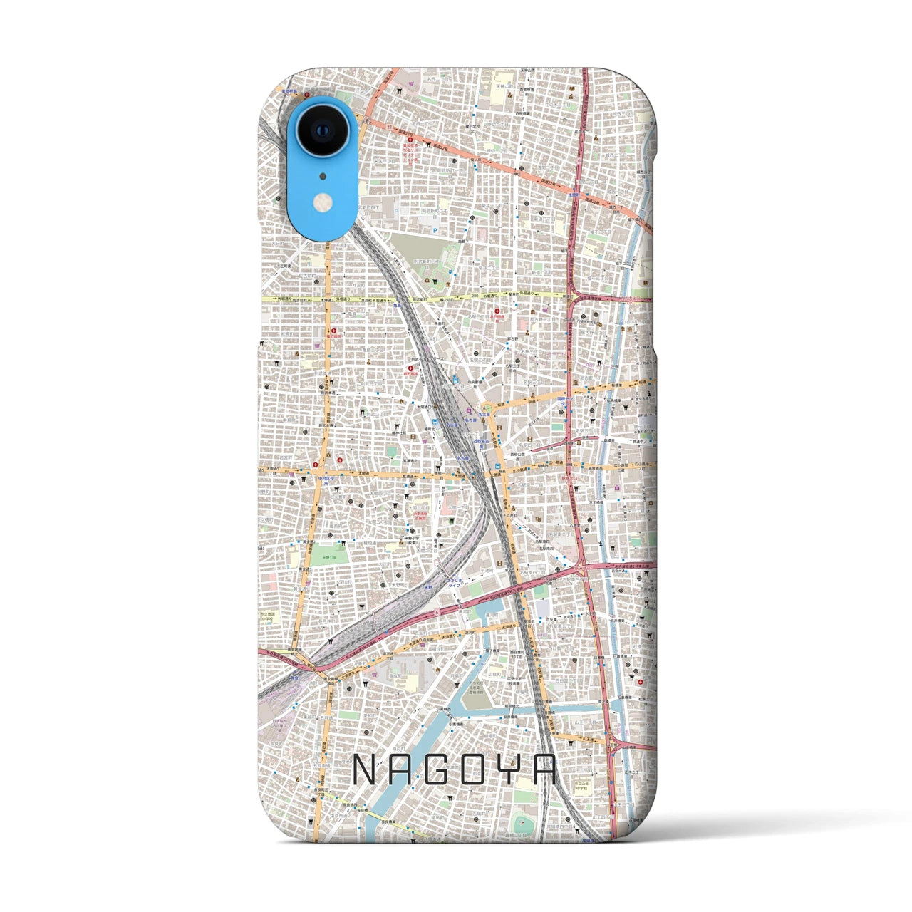 【名古屋2】地図柄iPhoneケース（バックカバータイプ・ナチュラル）iPhone XR 用