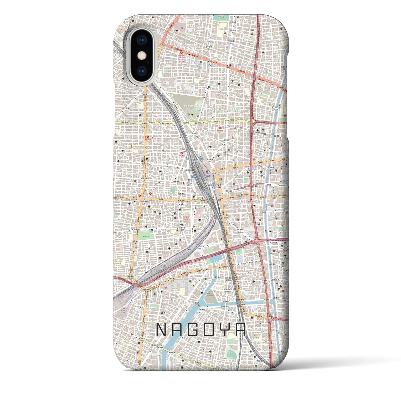 【名古屋2】地図柄iPhoneケース（バックカバータイプ・ナチュラル）iPhone XS Max 用