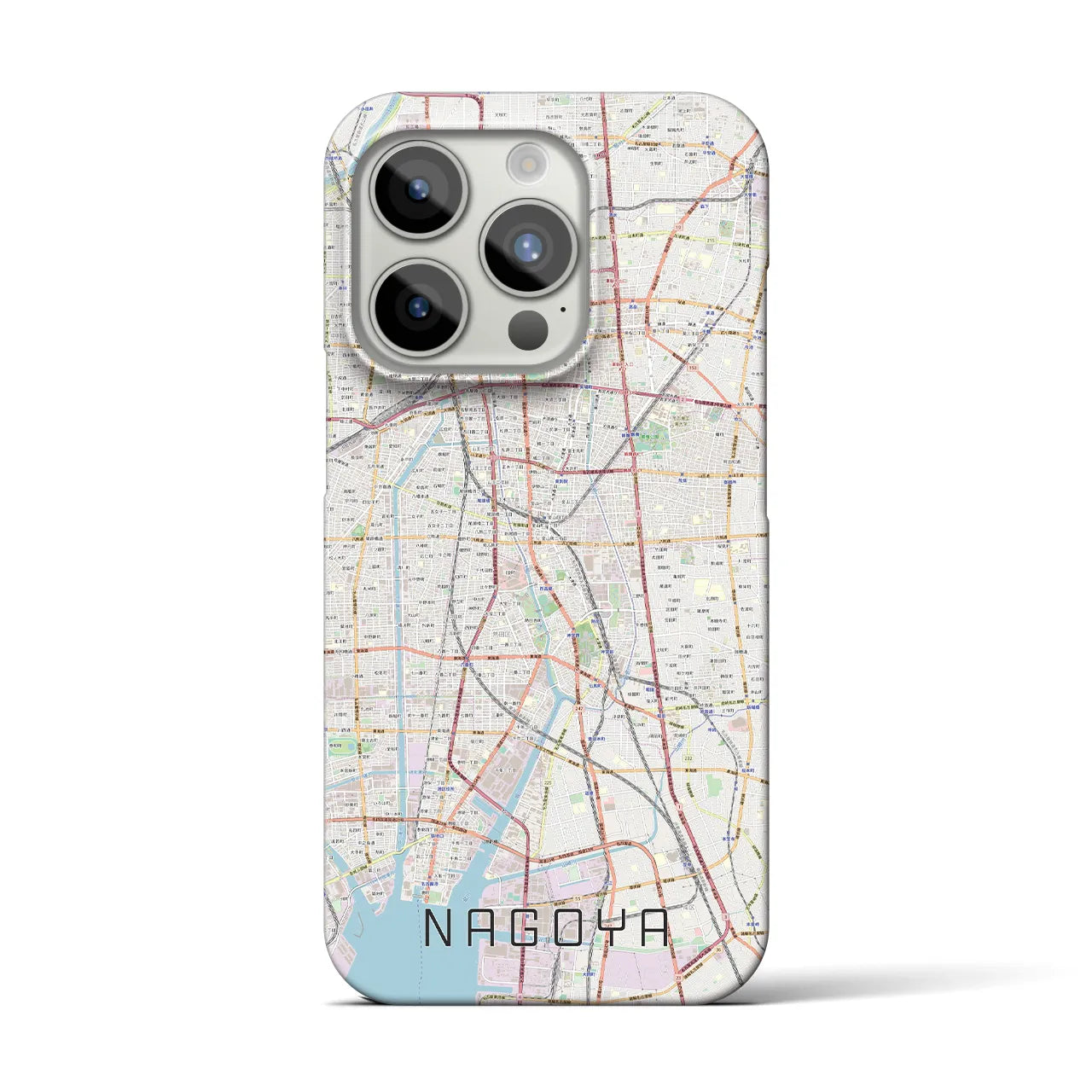 【名古屋】地図柄iPhoneケース（バックカバータイプ・ナチュラル）iPhone 15 Pro 用