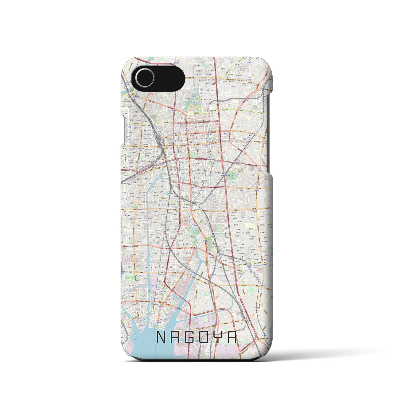 【名古屋】地図柄iPhoneケース（バックカバータイプ・ナチュラル）iPhone SE（第3 / 第2世代） / 8 / 7 / 6s / 6 用
