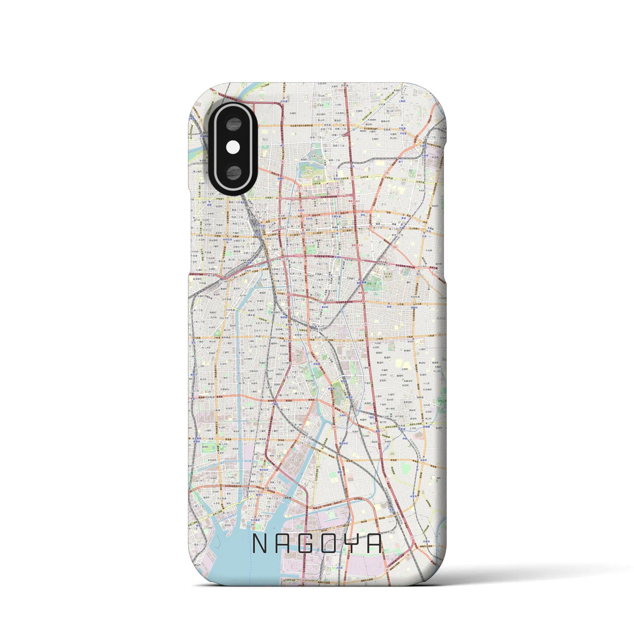 【名古屋】地図柄iPhoneケース（バックカバータイプ・ナチュラル）iPhone XS / X 用