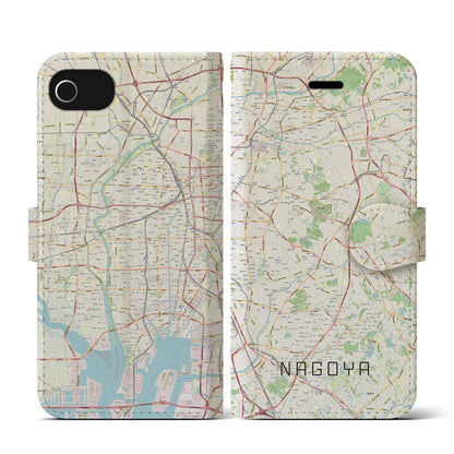 【名古屋（愛知県）】地図柄iPhoneケース（手帳タイプ）ナチュラル・iPhone SE（第3 / 第2世代） / 8 / 7 / 6s / 6 用