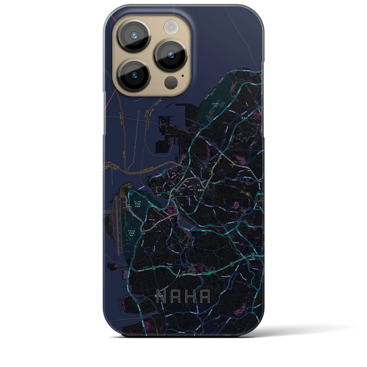 【那覇】地図柄iPhoneケース（バックカバータイプ・ブラック）iPhone 14 Pro Max 用