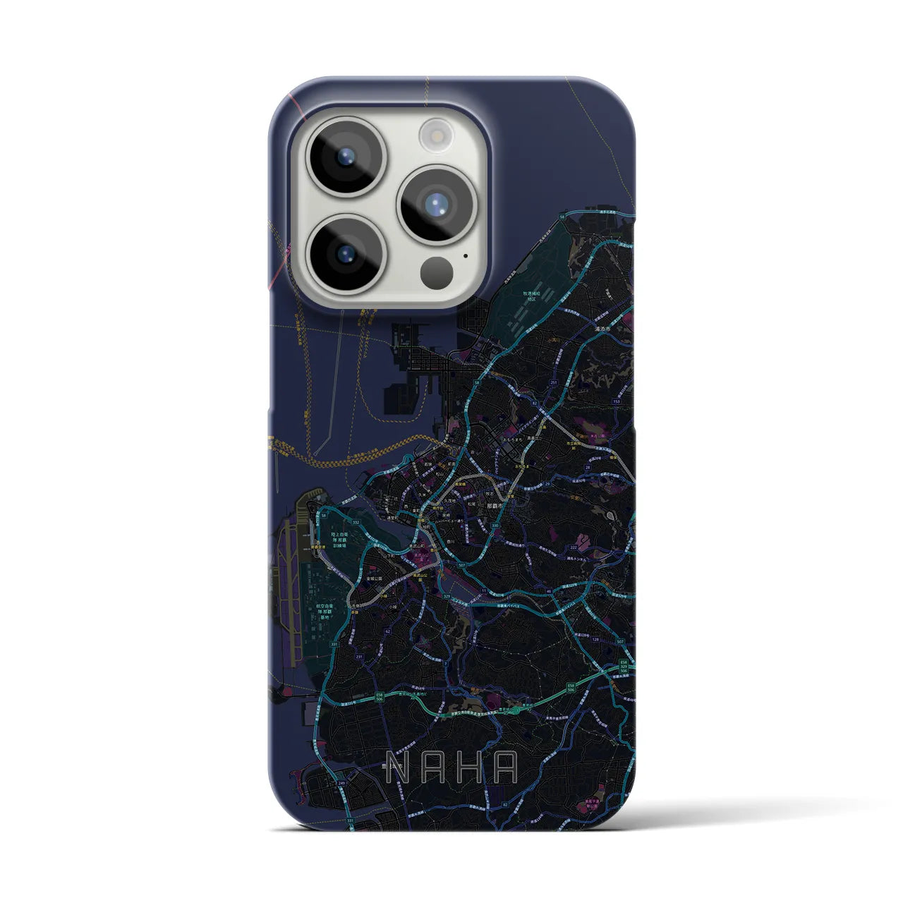 【那覇】地図柄iPhoneケース（バックカバータイプ・ブラック）iPhone 15 Pro 用