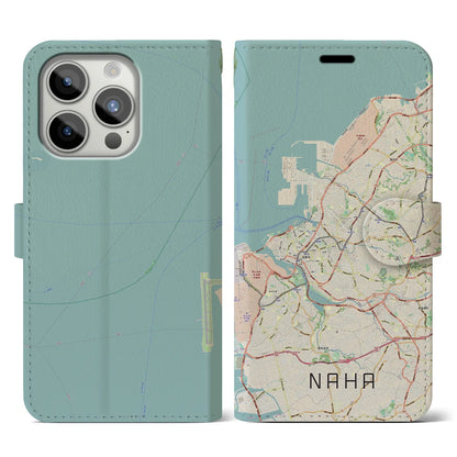 【那覇（沖縄県）】地図柄iPhoneケース（手帳タイプ）ナチュラル・iPhone 15 Pro 用
