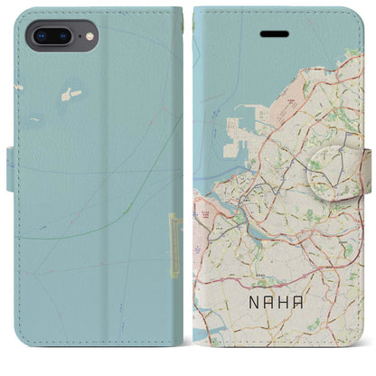 【那覇（沖縄県）】地図柄iPhoneケース（手帳タイプ）ナチュラル・iPhone 8Plus /7Plus / 6sPlus / 6Plus 用