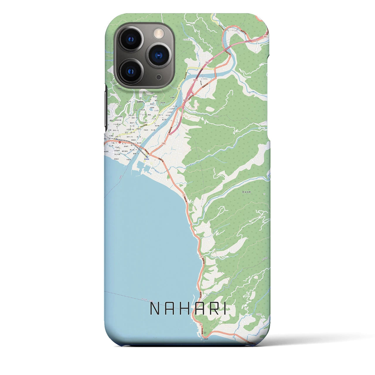 【奈半利】地図柄iPhoneケース（バックカバータイプ・ナチュラル）iPhone 11 Pro Max 用