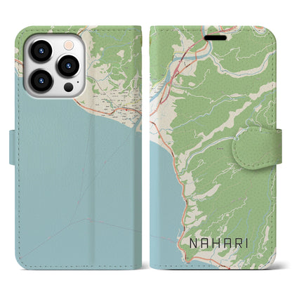 【奈半利（高知県）】地図柄iPhoneケース（手帳タイプ）ナチュラル・iPhone 13 Pro 用