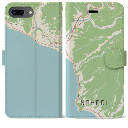 【奈半利（高知県）】地図柄iPhoneケース（手帳タイプ）ナチュラル・iPhone 8Plus /7Plus / 6sPlus / 6Plus 用