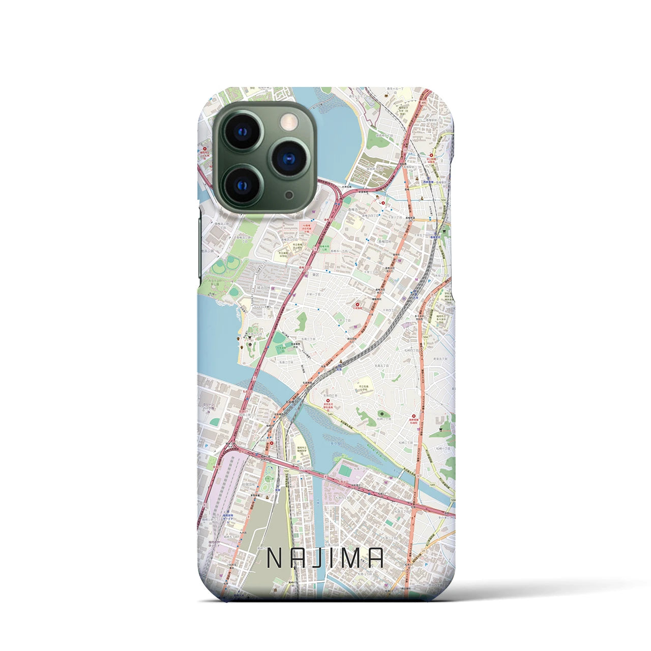 【名島】地図柄iPhoneケース（バックカバータイプ・ナチュラル）iPhone 11 Pro 用