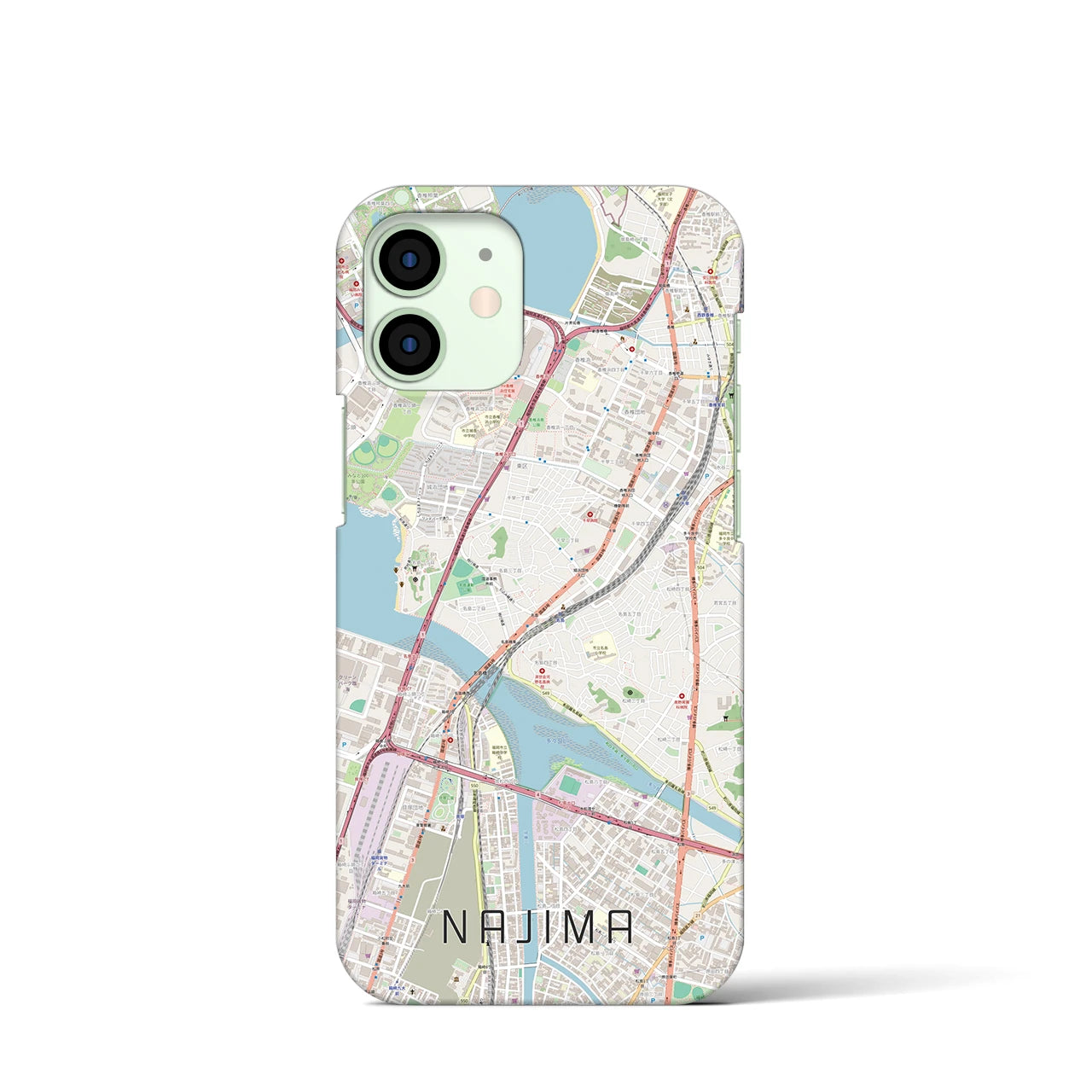 【名島】地図柄iPhoneケース（バックカバータイプ・ナチュラル）iPhone 12 mini 用