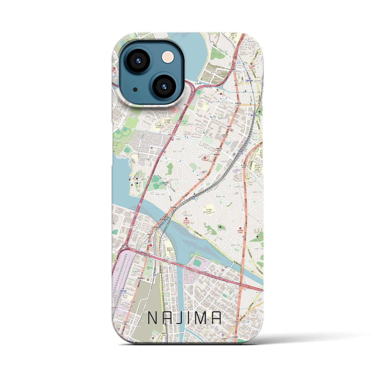 【名島】地図柄iPhoneケース（バックカバータイプ・ナチュラル）iPhone 13 用