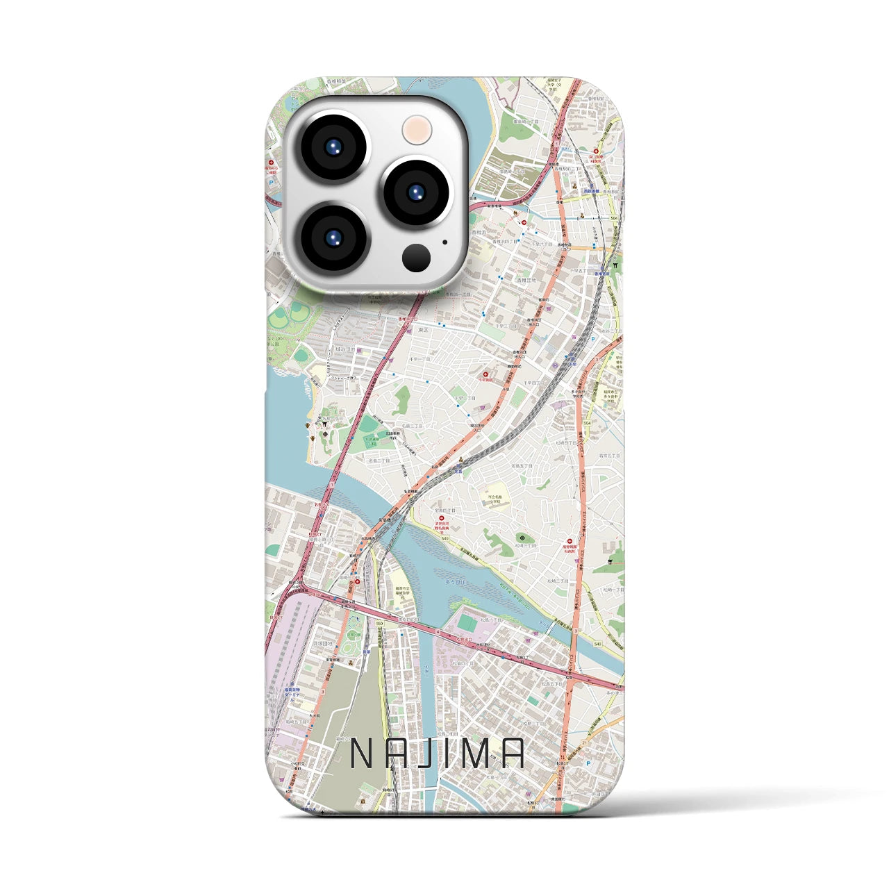 【名島】地図柄iPhoneケース（バックカバータイプ・ナチュラル）iPhone 13 Pro 用