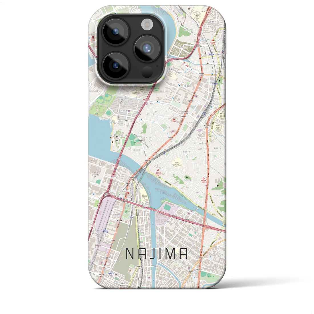 【名島】地図柄iPhoneケース（バックカバータイプ・ナチュラル）iPhone 15 Pro Max 用