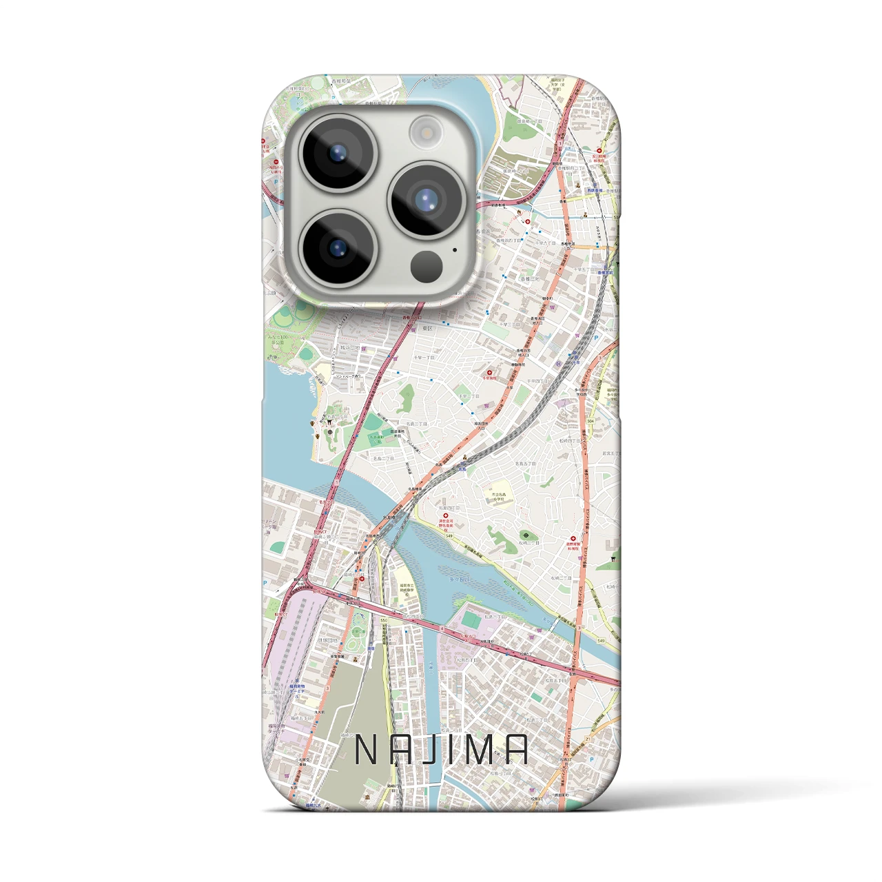 【名島】地図柄iPhoneケース（バックカバータイプ・ナチュラル）iPhone 15 Pro 用